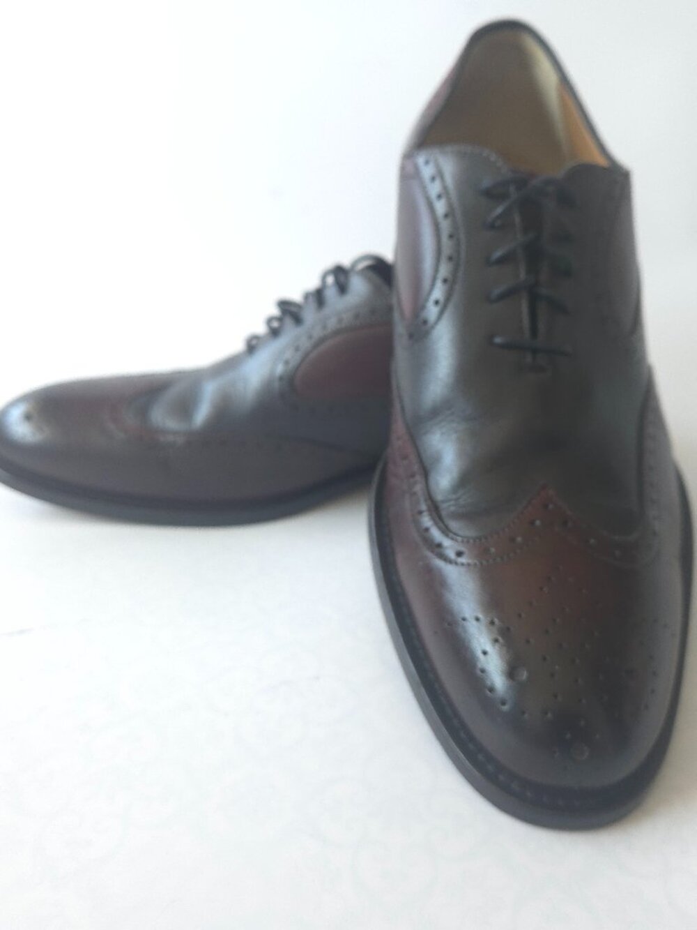 ACE MARKS BURGUNDY/BLACK OXFORD SHOES SZ 10 E MADE IN ITALY